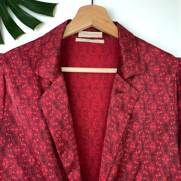 Urban Outfitters Satin Paisley Tie-Front Blouse - Picture 9 of 10